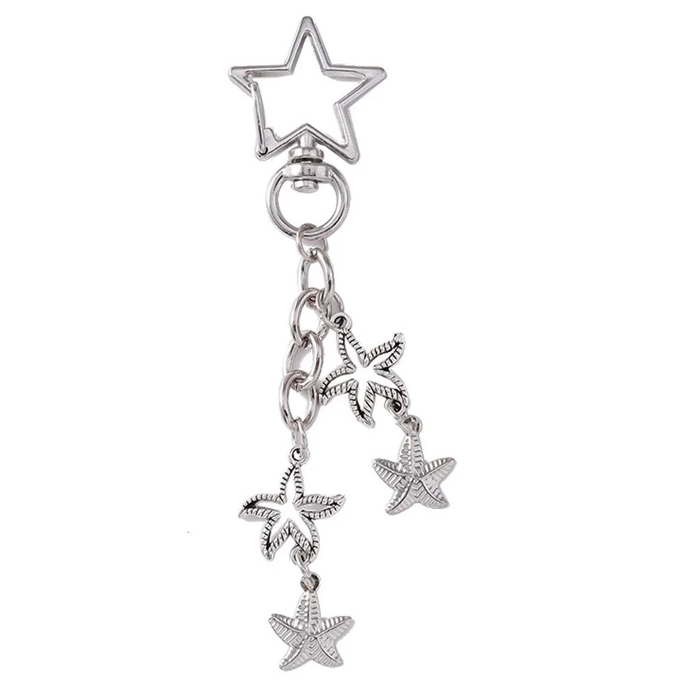 Vintage Starfish / Seashell Pendant Keychain Summer Beach Handbag Keyring Ornament - Starfish - 1