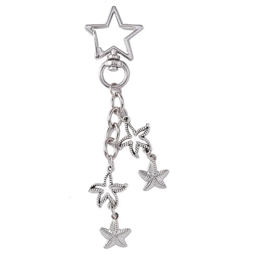 Vintage Starfish / Seashell Pendant Keychain Summer Beach Handbag Keyring Ornament - Starfish - 1