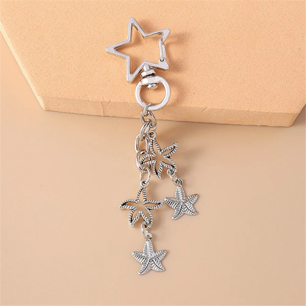 Vintage Starfish / Seashell Pendant Keychain Summer Beach Handbag Keyring Ornament - Starfish - 2