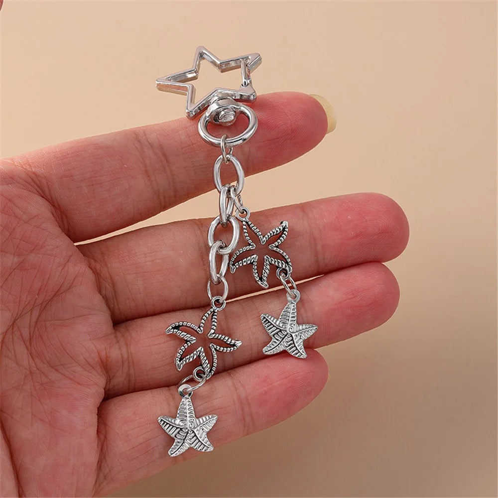 Vintage Starfish / Seashell Pendant Keychain Summer Beach Handbag Keyring Ornament - Starfish - 3