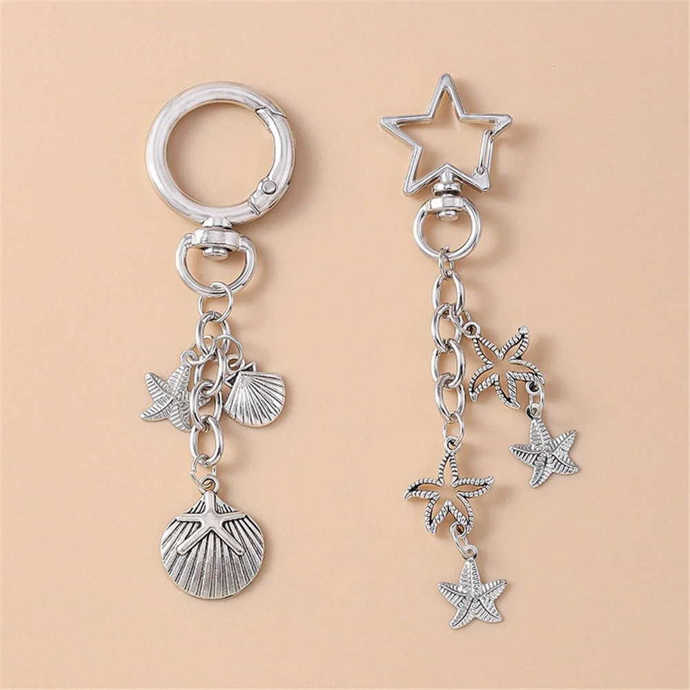 Vintage Starfish / Seashell Pendant Keychain Summer Beach Handbag Keyring Ornament - Starfish - 4