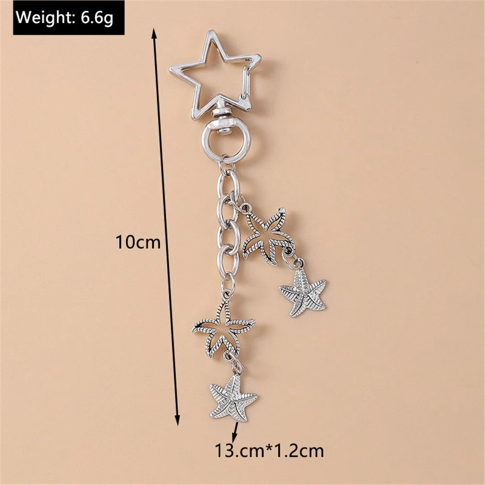 Vintage Starfish / Seashell Pendant Keychain Summer Beach Handbag Keyring Ornament - Starfish - 5
