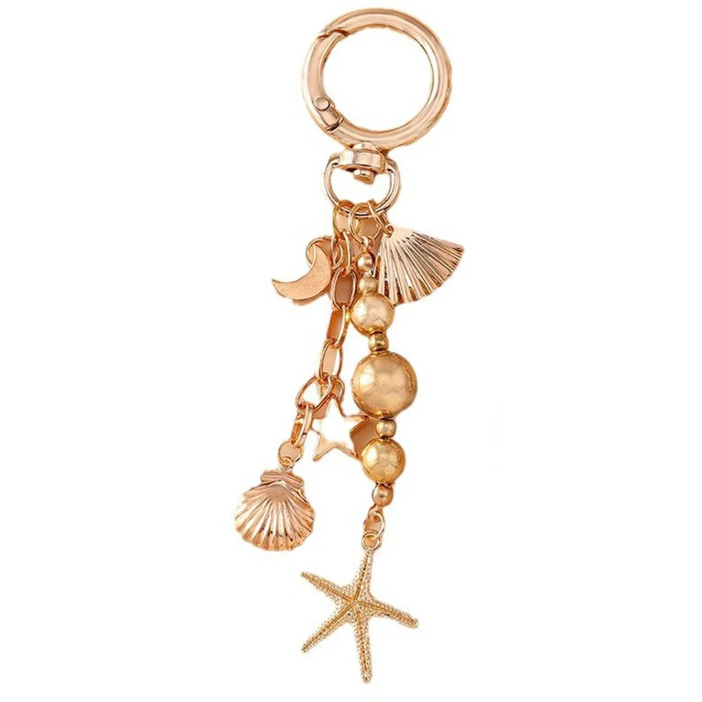 Creative Starfish / Heart Pendant Zinc Alloy Keychain Backpack Hanging Ornament Key Ring - Starfish - 1