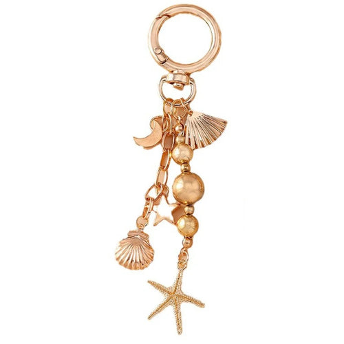 Creative Starfish / Heart Pendant Zinc Alloy Keychain Backpack Hanging Ornament Key Ring - Starfish - 1