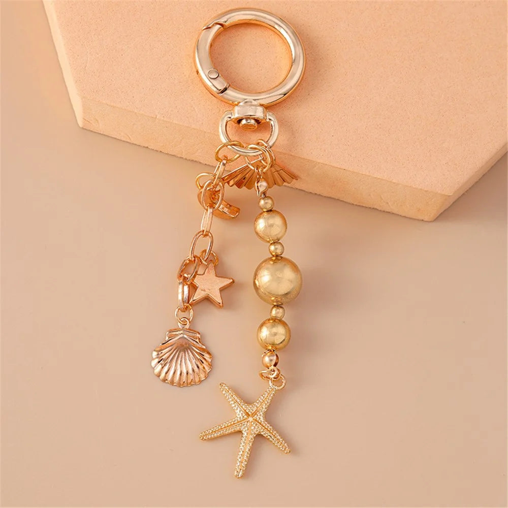Creative Starfish / Heart Pendant Zinc Alloy Keychain Backpack Hanging Ornament Key Ring - Starfish - 3