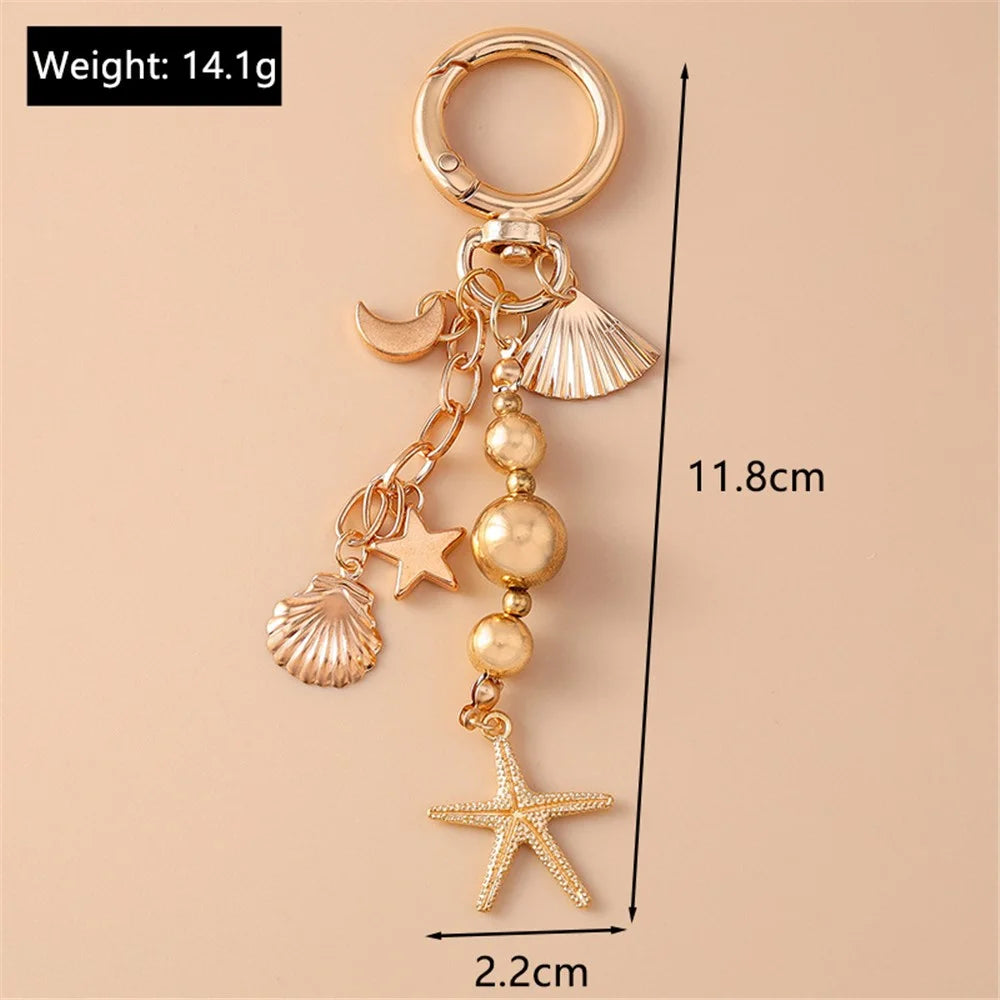Creative Starfish / Heart Pendant Zinc Alloy Keychain Backpack Hanging Ornament Key Ring - Starfish - 5