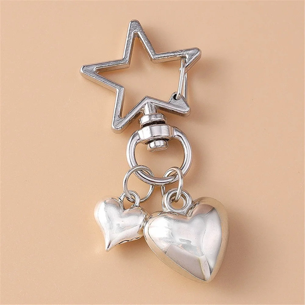 Vintage Heart / Shell Pendant Metal Keychain Hanging Ornament for Car Keys / Backpacks - Heart - 1