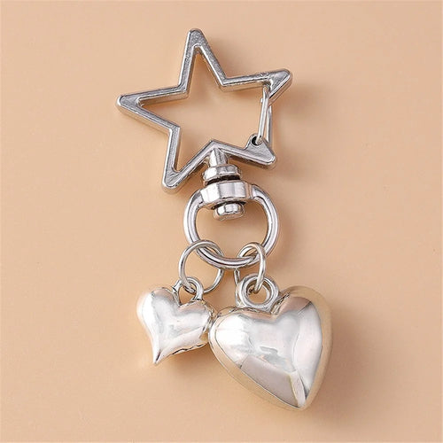 Vintage Heart / Shell Pendant Metal Keychain Hanging Ornament for Car Keys / Backpacks - Heart - 1