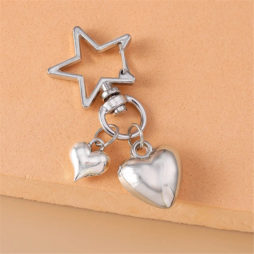 Vintage Heart / Shell Pendant Metal Keychain Hanging Ornament for Car Keys / Backpacks - Heart - 2