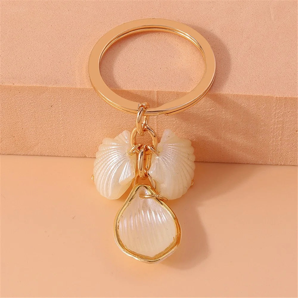Shell Butterfly Waterdrop Pendant Keychain Hanging Ornament for Handbag Key Ring - Shell - 1