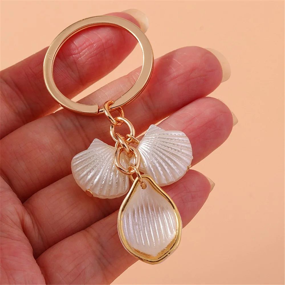 Shell Butterfly Waterdrop Pendant Keychain Hanging Ornament for Handbag Key Ring - Shell - 2