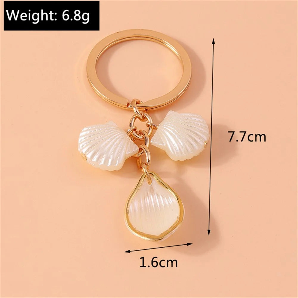 Shell Butterfly Waterdrop Pendant Keychain Hanging Ornament for Handbag Key Ring - Shell - 4