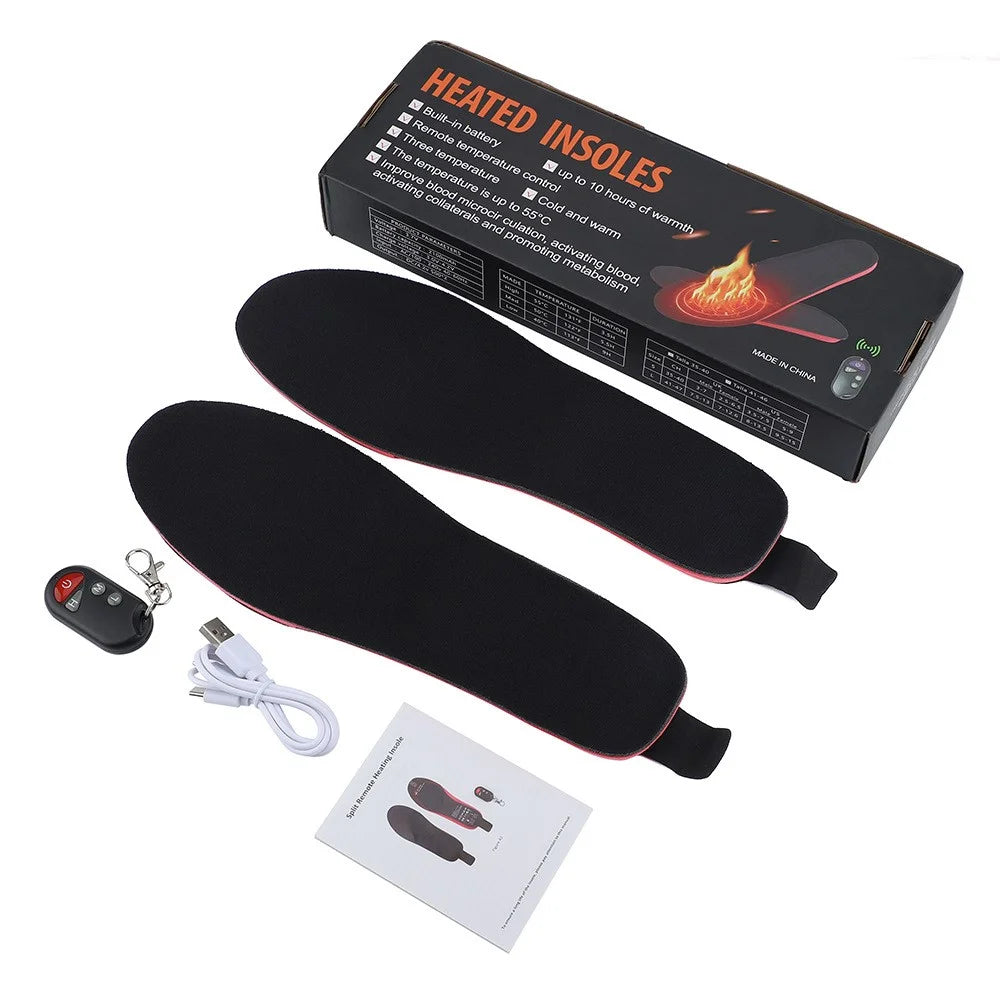 1Pair Electric Heated Insoles Three-Speed Wireless RC Heating Insoles Temperature Regulation Warm Insoles Foot Care Devices - L Size: 41-46 - 2