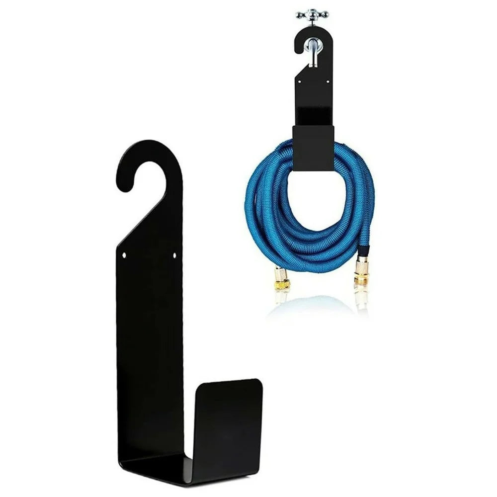 Metal Garden Hose Holder for Car Wash L-Shaped Hook Wall Mount Hanger Expandable Pipe Accessory - 1