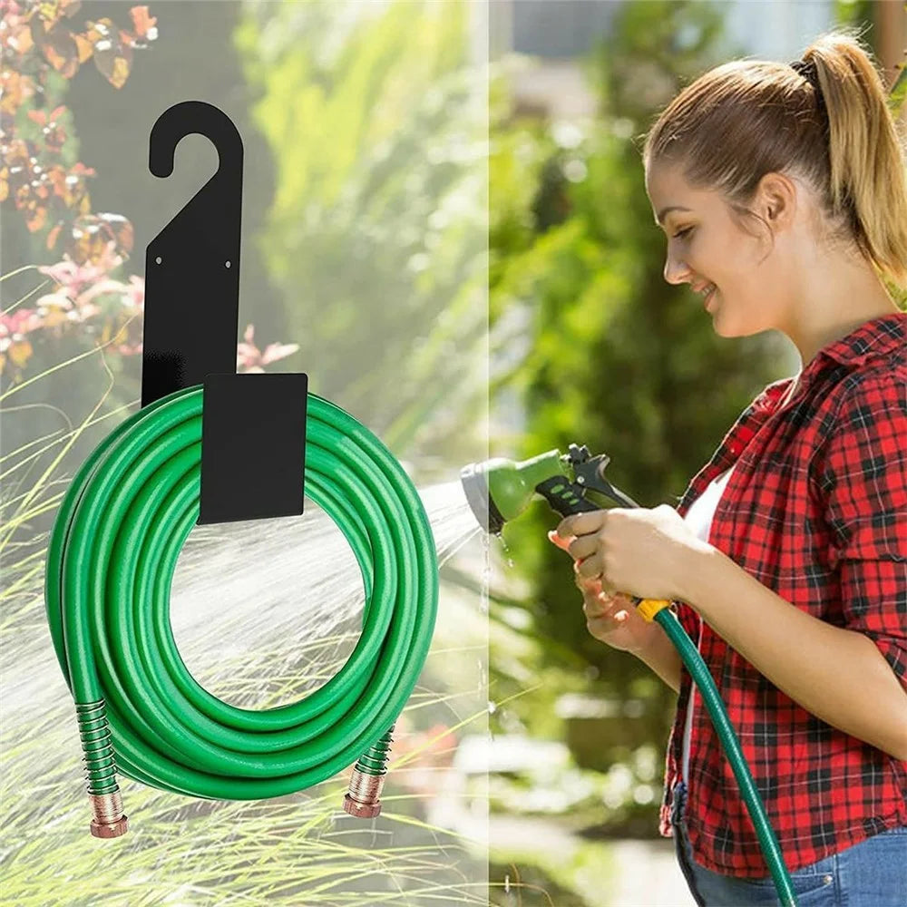 Metal Garden Hose Holder for Car Wash L-Shaped Hook Wall Mount Hanger Expandable Pipe Accessory - 2