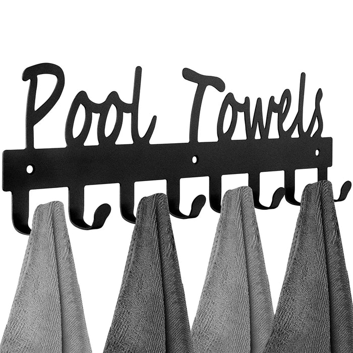 Towel Rack with 8 Hooks Wall Mounted Hanger for Bathroom Pool Shower Clothes Towels Keys Storage - 1