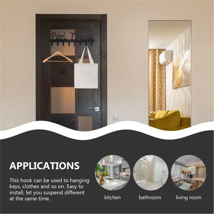 Towel Rack with 8 Hooks Wall Mounted Hanger for Bathroom Pool Shower Clothes Towels Keys Storage - 3