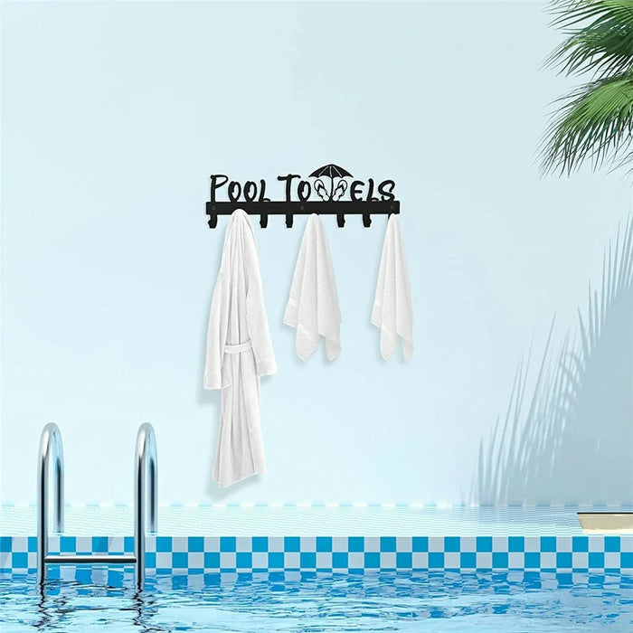 Wall Mounted Towel Rack 8 Hooks Hanger for Bathroom Pool Shower Clothes Key Holder Storage Organizer - 4