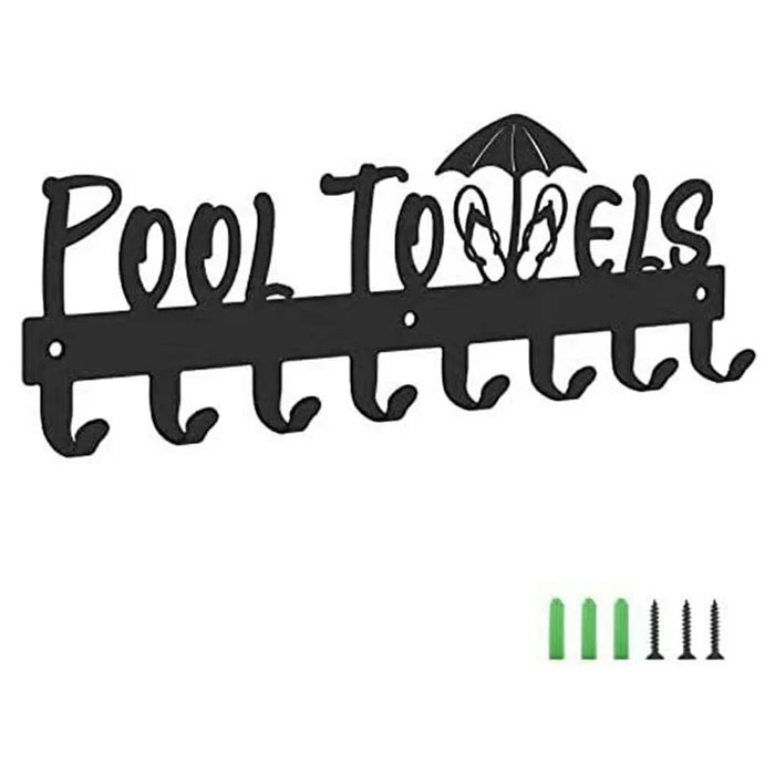 Wall Mounted Towel Rack 8 Hooks Hanger for Bathroom Pool Shower Clothes Key Holder Storage Organizer - 6