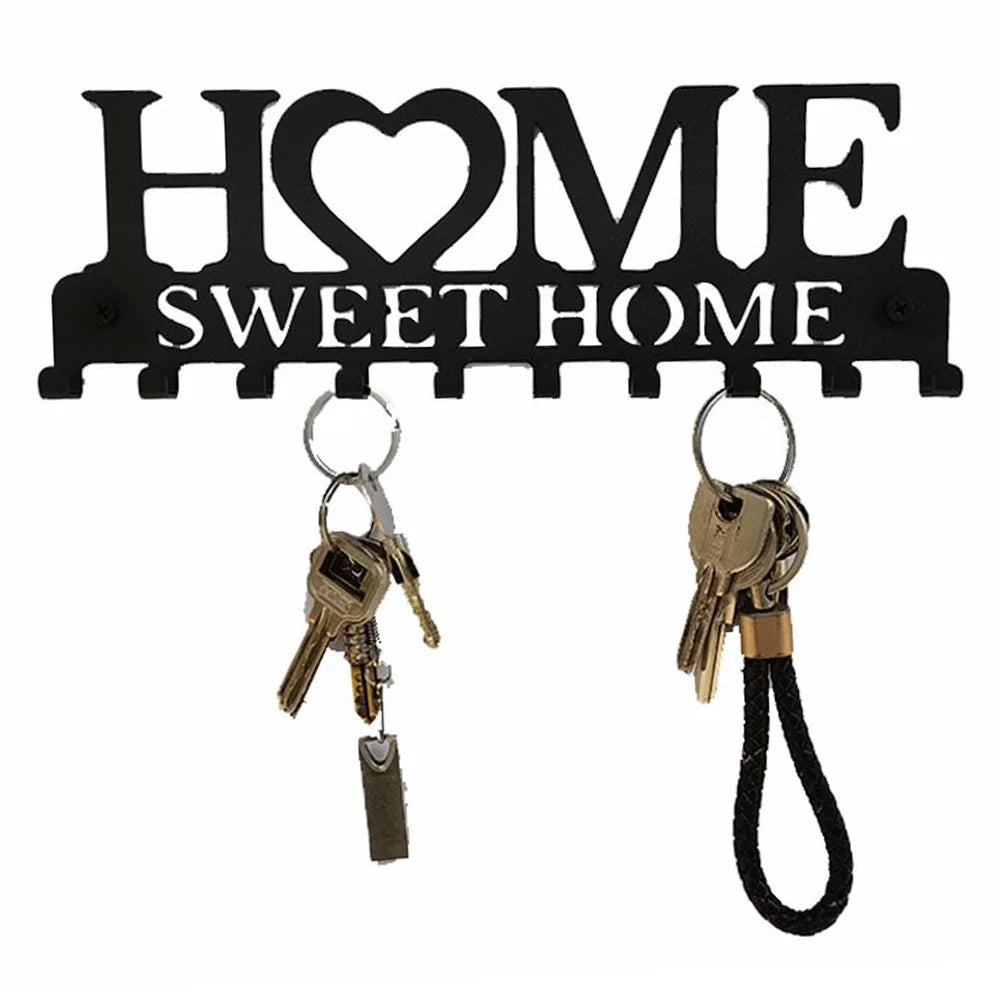 Carbon Steel HOME Creative Key Holder Wall Mount Rack with 10 Hooks Storage Organizer - 2