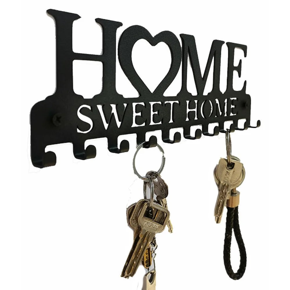 Carbon Steel HOME Creative Key Holder Wall Mount Rack with 10 Hooks Storage Organizer - 4