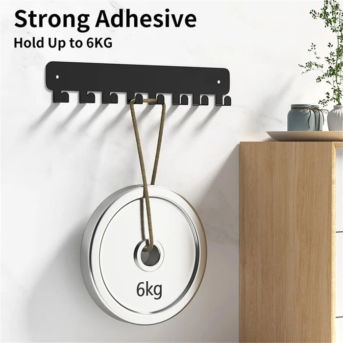 Key Hook Rack with 10 Hooks Wall Mounted Key Holder Organizer Storage for Entryway / Kitchen / Office Use - Black - 3