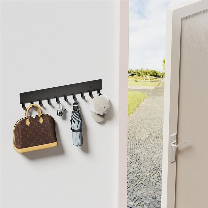 Key Hook Rack with 10 Hooks Wall Mounted Key Holder Organizer Storage for Entryway / Kitchen / Office Use - Black - 4