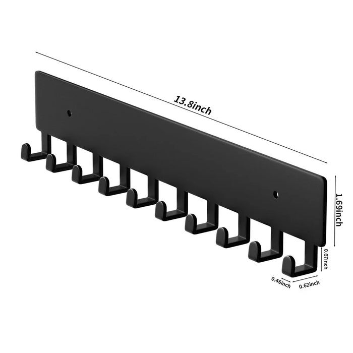 Key Hook Rack with 10 Hooks Wall Mounted Key Holder Organizer Storage for Entryway / Kitchen / Office Use - Black - 6
