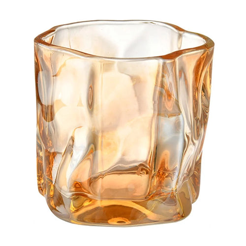 170ML Small Glass Cup Water Mug Coffee Cup Beer Glass Irregular Twisted Design for Home  /  Office (No FDA) - Yellow - 1