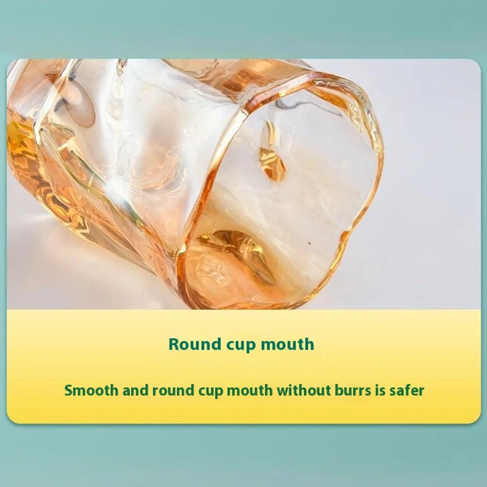 170ML Small Glass Cup Water Mug Coffee Cup Beer Glass Irregular Twisted Design for Home  /  Office (No FDA) - Yellow - 3