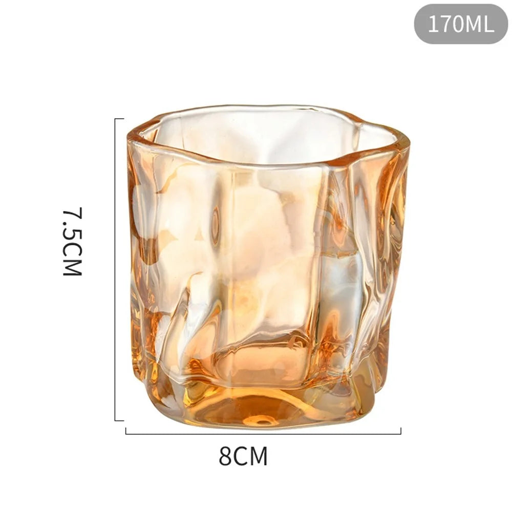 170ML Small Glass Cup Water Mug Coffee Cup Beer Glass Irregular Twisted Design for Home  /  Office (No FDA) - Yellow - 4