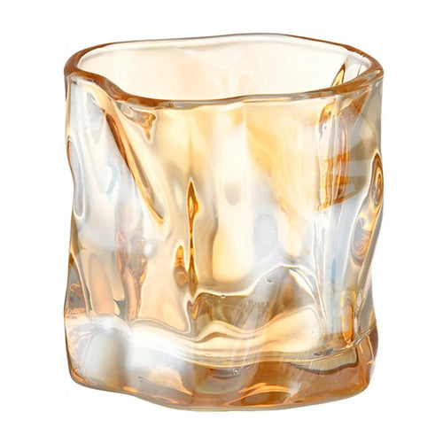 250ML Glass Cup Water Mug Coffee Cup Beer Glass Irregular Twisted Design for Home  /  Office (No FDA) - Yellow - 1