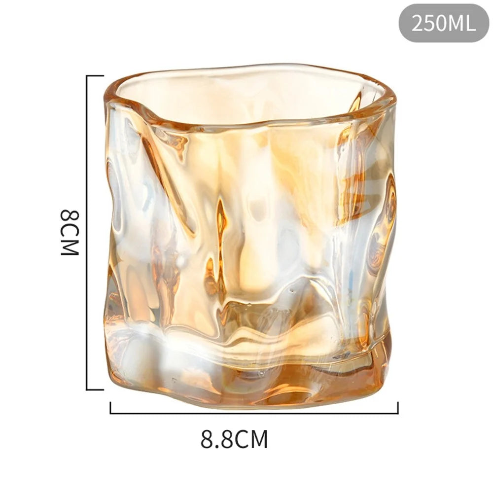 250ML Glass Cup Water Mug Coffee Cup Beer Glass Irregular Twisted Design for Home  /  Office (No FDA) - Yellow - 4