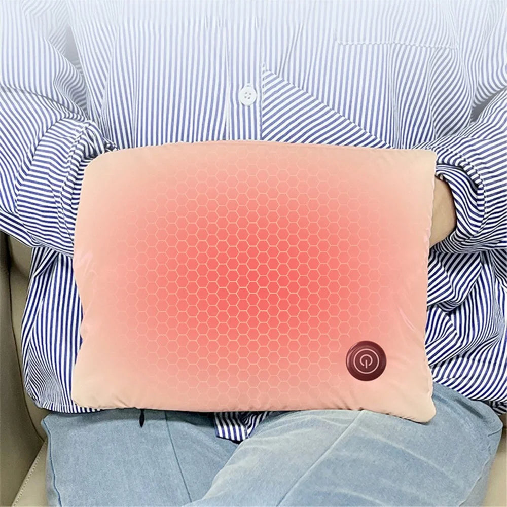 Electric Heated Pad Hand Warmer Pouch Smart Thermostatic Waist Leg Warmer Graphene Heating Pad with 3 Levels Heat Setting Portable USB Hand Heater (No Power Bank) - Light Yellow - 2