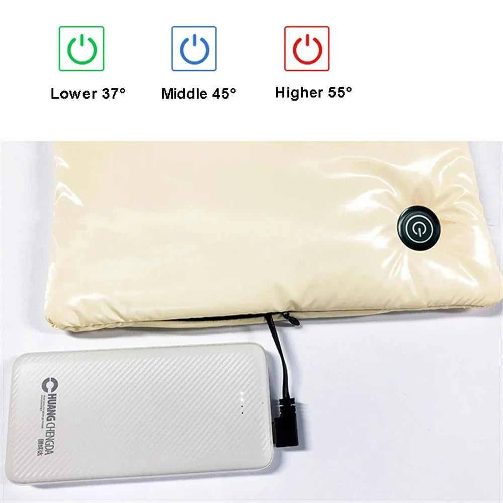Electric Heated Pad Hand Warmer Pouch Smart Thermostatic Waist Leg Warmer Graphene Heating Pad with 3 Levels Heat Setting Portable USB Hand Heater (No Power Bank) - Light Yellow - 3