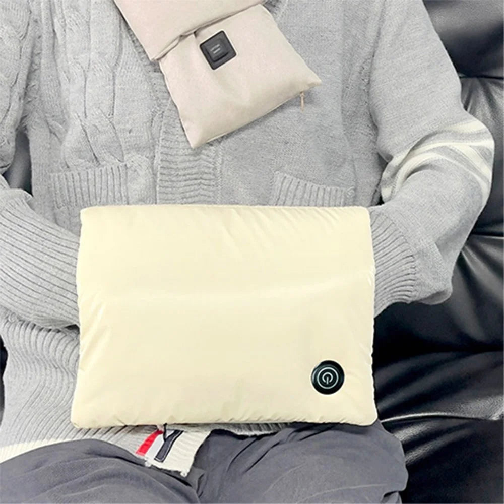 Electric Heated Pad Hand Warmer Pouch Smart Thermostatic Waist Leg Warmer Graphene Heating Pad with 3 Levels Heat Setting Portable USB Hand Heater (No Power Bank) - Light Yellow - 4