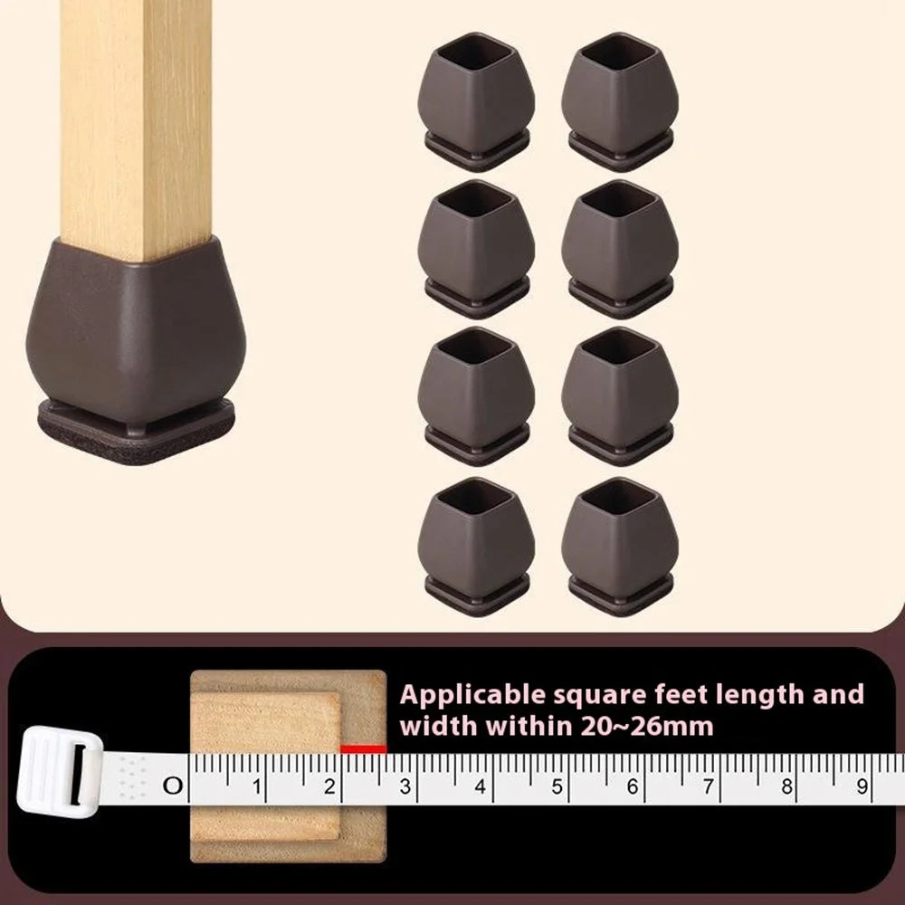 8Pcs Chair Leg Caps for 20-26mm Square Legs Cover Noise Reducing Furniture Pads Thickened Wear-Resistant, Tan - 2