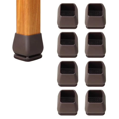 8Pcs Chair Leg Caps for 27-34mm Square Legs Cover Noise Reducing Furniture Pads Thickened Wear-Resistant, Tan - 1