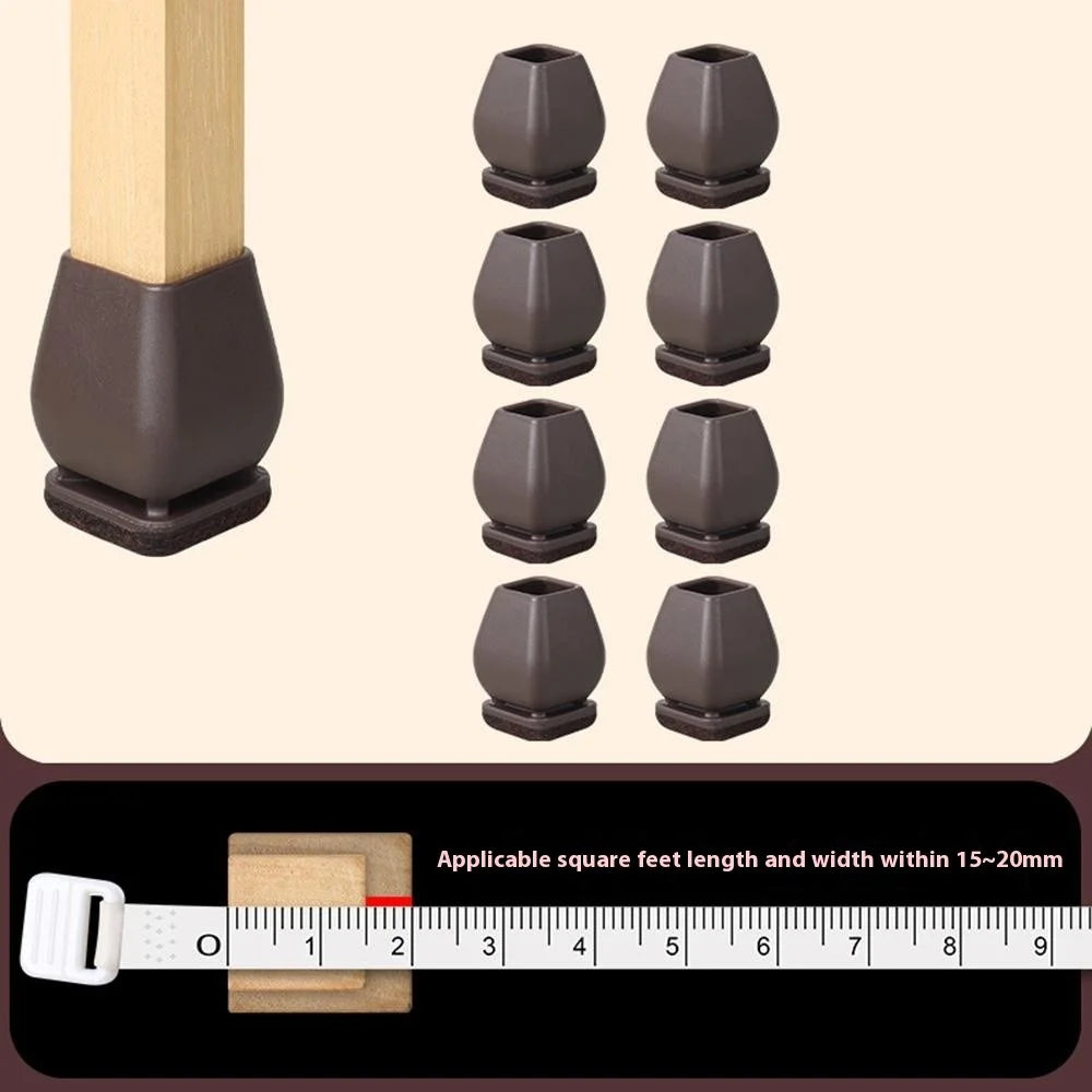 8Pcs Chair Leg Caps for 15-20mm Square Legs Cover Noise Reducing Furniture Pads Thickened Wear-Resistant, Tan - 2