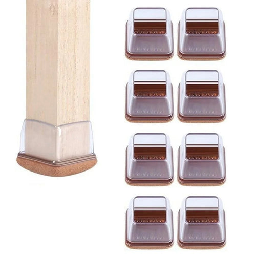 8Pcs Square Chair Leg Covers for 35-45mm Furniture Feet Protectors Noise Reducing Anti-Slip Wear-Resistant - Transparent - 1