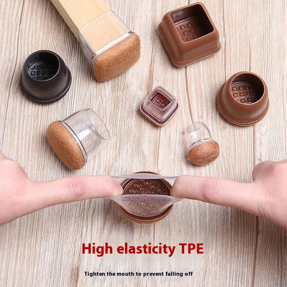 8Pcs Square Chair Leg Covers for 35-45mm Furniture Feet Protectors Noise Reducing Anti-Slip Wear-Resistant - Transparent - 4