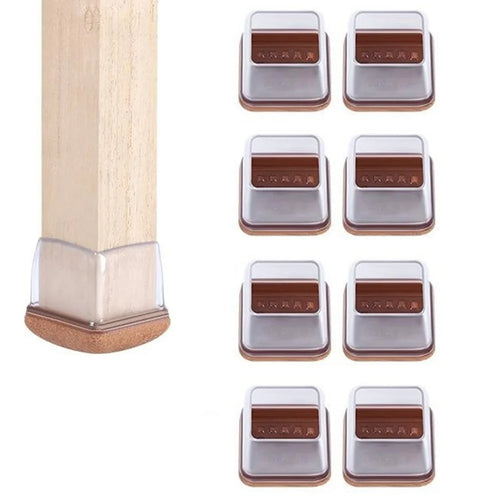8Pcs Square Chair Leg Covers for 28-35mm Furniture Feet Protectors Noise Reducing Anti-Slip Wear-Resistant - Transparent - 1