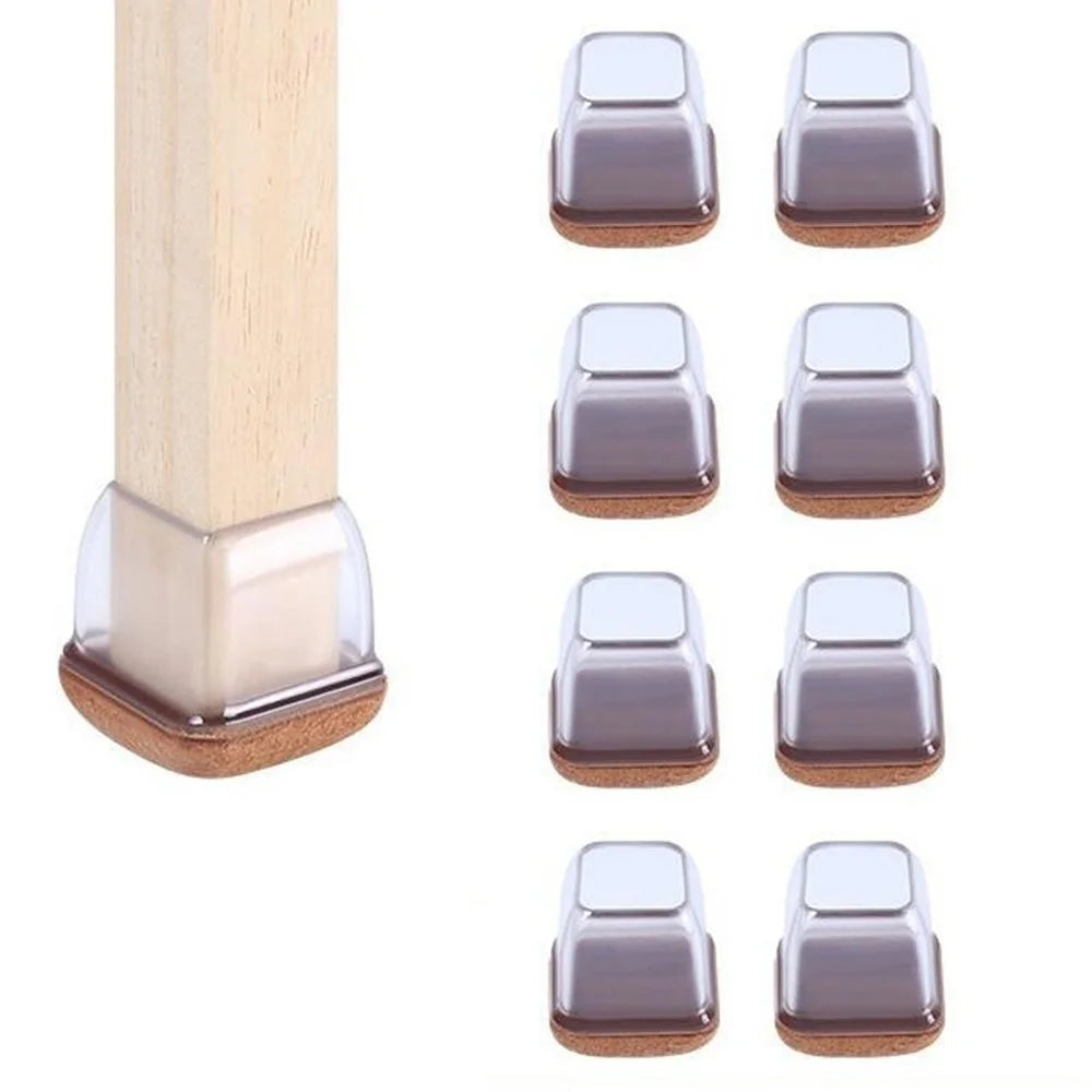 8Pcs Square Chair Leg Covers for 19-25mm Furniture Feet Protectors Noise Reducing Anti-Slip Wear-Resistant - Transparent - 1