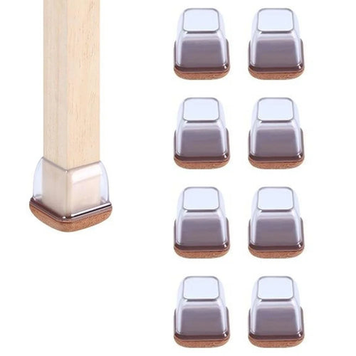 8Pcs Square Chair Leg Covers for 14-19mm Furniture Feet Protectors Noise Reducing Anti-Slip Wear-Resistant - Transparent - 1