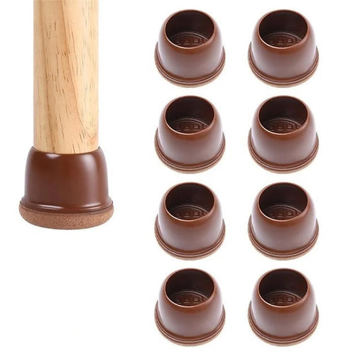 8Pcs Chair Leg Covers for 30-40mm Legs Noise Reducing Furniture Feet Caps Round Anti-Slip Floor Guards for Home - Brown - 1