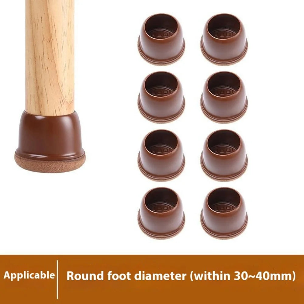 8Pcs Chair Leg Covers for 30-40mm Legs Noise Reducing Furniture Feet Caps Round Anti-Slip Floor Guards for Home - Brown - 2