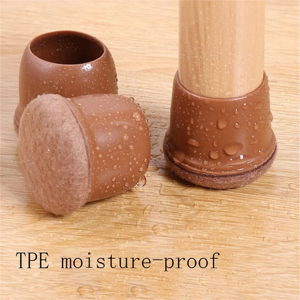 8Pcs Chair Leg Covers for 30-40mm Legs Noise Reducing Furniture Feet Caps Round Anti-Slip Floor Guards for Home - Brown - 4