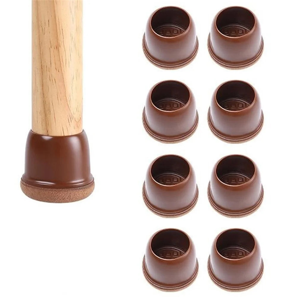 8Pcs Chair Leg Covers for 25-30mm Legs Noise Reducing Furniture Feet Caps Round Anti-Slip Floor Guards for Home - Brown - 1