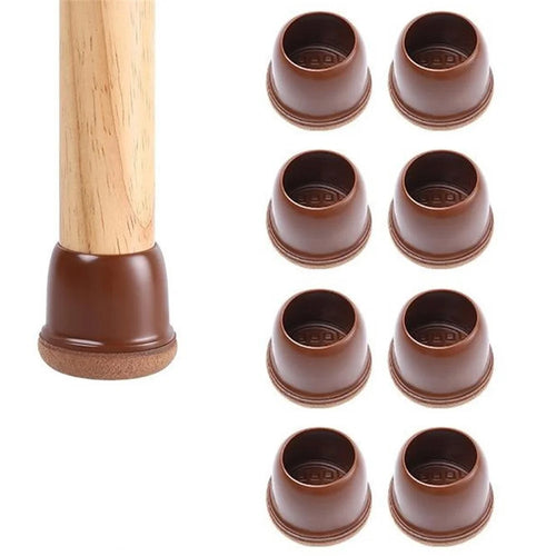 8Pcs Chair Leg Covers for 25-30mm Legs Noise Reducing Furniture Feet Caps Round Anti-Slip Floor Guards for Home - Brown - 1