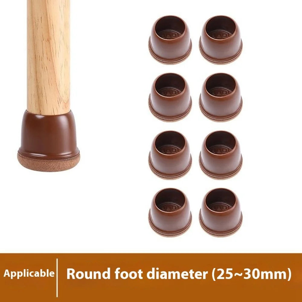 8Pcs Chair Leg Covers for 25-30mm Legs Noise Reducing Furniture Feet Caps Round Anti-Slip Floor Guards for Home - Brown - 2